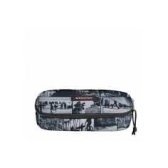 ASTUCCIO eastpak OVAL single PIX BW pencil case BIANCO E NERO tasca interna con zip e divisoria porta penne EK717A58