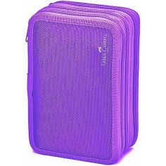 Astuccio Scuola Faber Castell Triplo Completo 3 Zip Colore Lilla