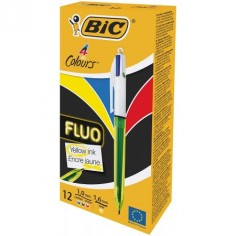 Bic 4 Colours Fluo Penne a Sfera a Scatto - Inchiostro Nero