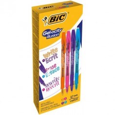 Bic Gel-Ocity Illusion Penne Gel Cancellabili Punta Media (0.7 Mm) - Turchese/Viola/Rosa/Arancione