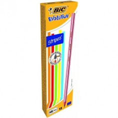 BIC Evolution Stripes Matite HB In Grafite - Fusto Rosso