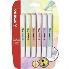 Evidenziatore - STABILO swing cool Pastel - Pack da 6 - Colori assortiti